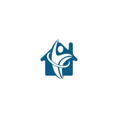 Fototapeta premium Home Human athlete in motion who crosses finish line and breaks through ribbon isolated logo vector.