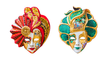 Venetian Carnival Mask from Venice, Italy. Beautiful elegant Venetian Mask isolated on white background with clipping path..