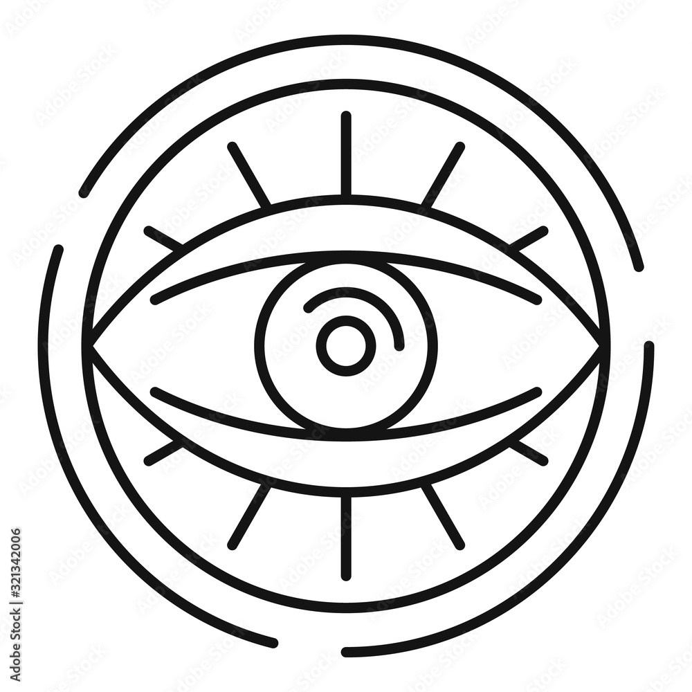 Poster eye in circle icon. outline eye in circle vector icon for web design isolated on white background