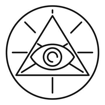 Occult pyramid eye icon. Outline occult pyramid eye vector icon for web design isolated on white background