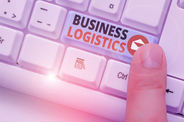 Writing note showing Business Logistics. Business concept for concerned with materials procurement...