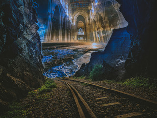 railway in the night