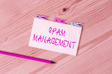 Text sign showing Spam Management. Business photo text help reduce or filter the amount of spam in...