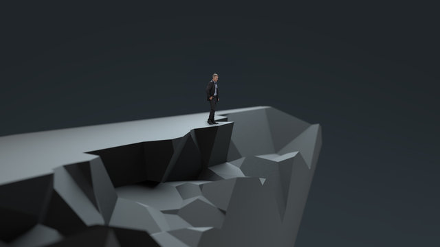 man standing on the edge of the abyss