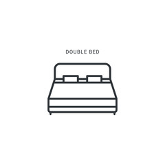 Double bed icon line style isolated on white background. Vector illustration