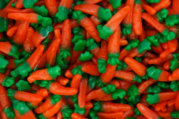 background of multi colored chewing sweets close up