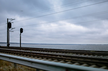 Road, track. thunderstorm, clouds