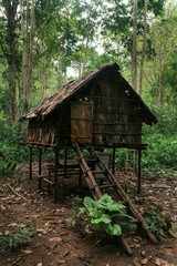 Alfred Russel Wallace shelter in the dense jungle of Raja Ampat, West Papua province, Indonesia