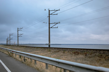 Road, track. thunderstorm, clouds