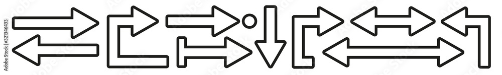 Poster arrow icon line black | arrows | infographic illustration | direction shape symbol | pointer logo | 