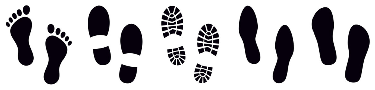 Footprint. Different human footprints. Vector