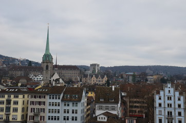 Obraz premium Zurich is the capital of the canton of the same name in the north-east of the country. The city was built on both banks of the Limmat River, originating in Lake Zurich. The largest city in Switzerland