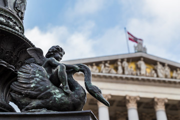 Statue closeup outside the Austrian Parliament Building