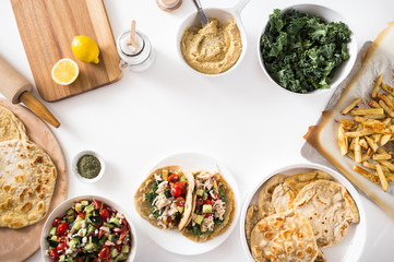 Gyro with homemade flatbread and fries
