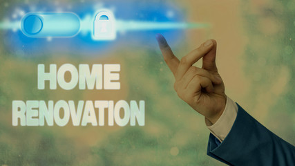 Writing note showing Home Renovation. Business concept for process of renovating or making additions to one home