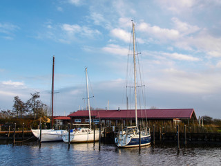 canal with moored boats