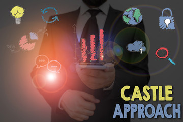 Text sign showing Castle Approach. Business photo showcasing Fortified place built by nobles Home...