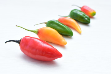 Aji variety sweet pepper in different colors