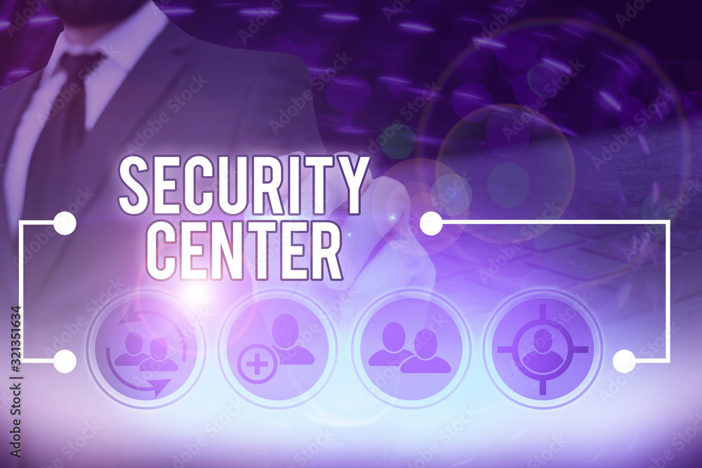 Poster text sign showing security center. business photo text centralized unit that deals with security iss