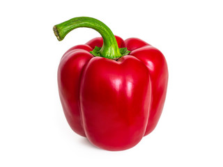 Bright red bell pepper isolated on a white background