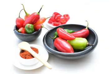 Aji variety sweet pepper in different colors