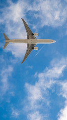 airplane on blue sky, wallpaper for mobile phone