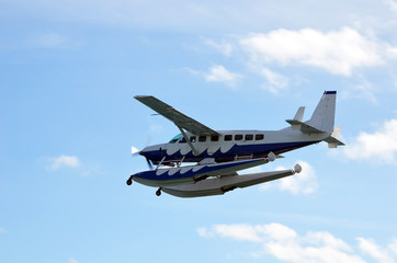 Fototapeta na wymiar Miami based seaplane headed for Bahammian destinations