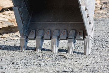 Excavator bucket. The bucket teeth.