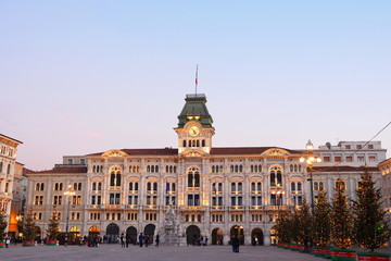 Trieste, Italu, January10, 2020. city hall on Piazza Unita d Italia square view, Friuli Venezia...