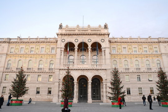 Italy / Trieste &ndash; January &lrm;13, &lrm;2020: the wonderful Palace of the Government of Trieste is in Piazza Unit&agrave; d'Italia and today houses the offices of the Prefecture.