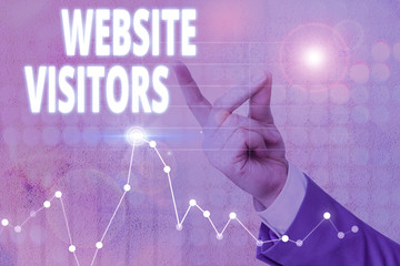 Conceptual hand writing showing Website Visitors. Concept meaning someone who visits views or goes...