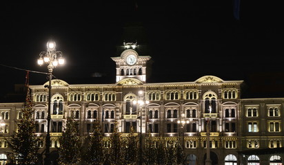 Fototapeta premium Trieste, Italu, January10, 2020. city hall on Piazza Unita d Italia square view, Friuli Venezia Giulia region of Italy