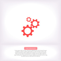 Gears vector icon , lorem ipsum Flat design