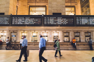 Passengers in hall of railroad station