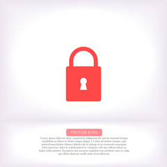 Lock vector icon , lorem ipsum Flat design