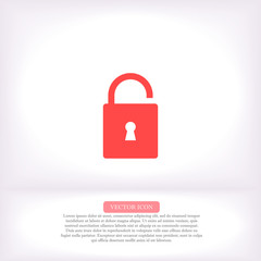 Lock vector icon , lorem ipsum Flat design