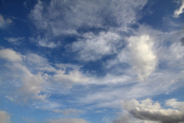 Fototapeta na wymiar The vast blue sky and clouds sky. blue sky background with tiny clouds. blue sky panorama.