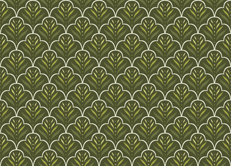 Seamless Arabesque Floral Pattern. Art Deco Style Background. Vector Abstract Flower Texture.