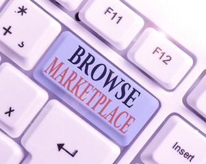 Conceptual hand writing showing Browse Marketplace. Concept meaning looking through a set of...