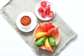 Aji variety sweet pepper in different colors