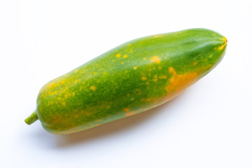 Sweet papaya fruit on white.