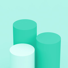 3d green turquoise pastel cylinder podium minimal studio background. Abstract 3d geometric shape object illustration render. Display for cosmetic perfume fashion product.
