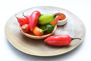 Aji variety sweet pepper in different colors