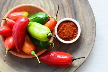 Aji variety sweet pepper in different colors