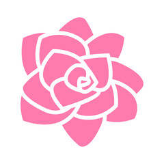 Rose Flower Icon - Isolated On White Background - Vector. Flat Rose Flower Logo. Simple Flower Icon For Tulip Template, Spa Label, Floral Logo, Wellness And Blooming Rose Icon