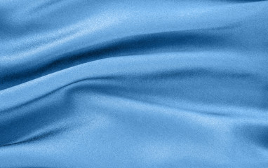 Blue natural silk fabric wavy drapery background