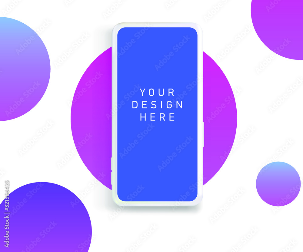 Aufkleber minimalist flat lay scene with mobile phone in pastel color tones. realistic 3d vector illustration,