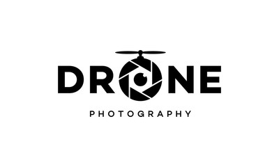 Black Drone Photography Film Logo Wordmark Design