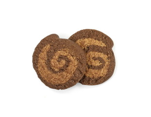 Chocolate cookies isolated on white background. Biscuits isolated on white.