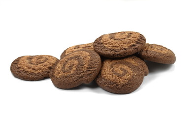 Chocolate cookies isolated on white background. Biscuits isolated on white.